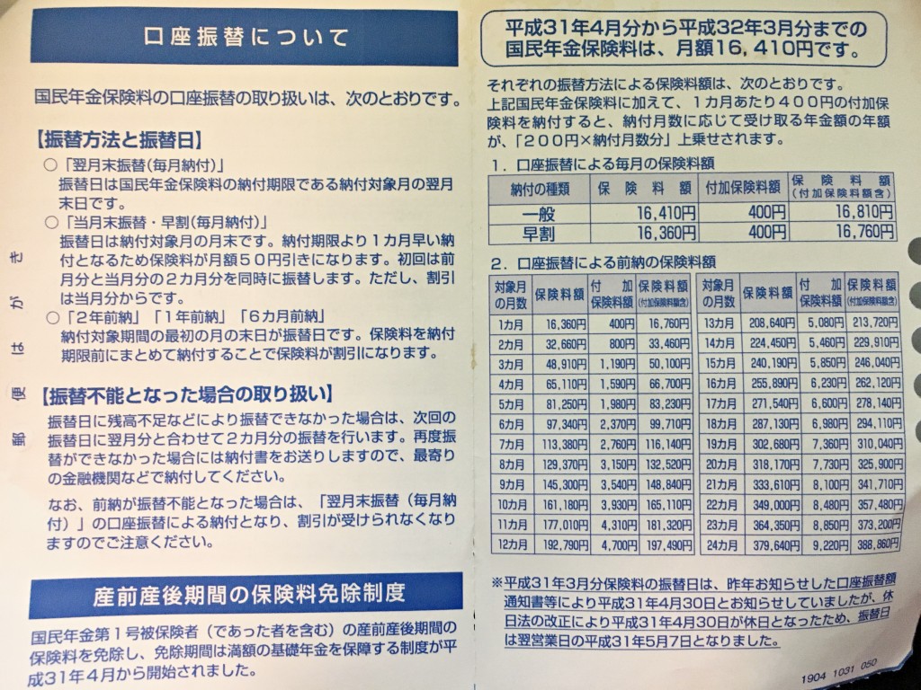Japanese national pension 2019